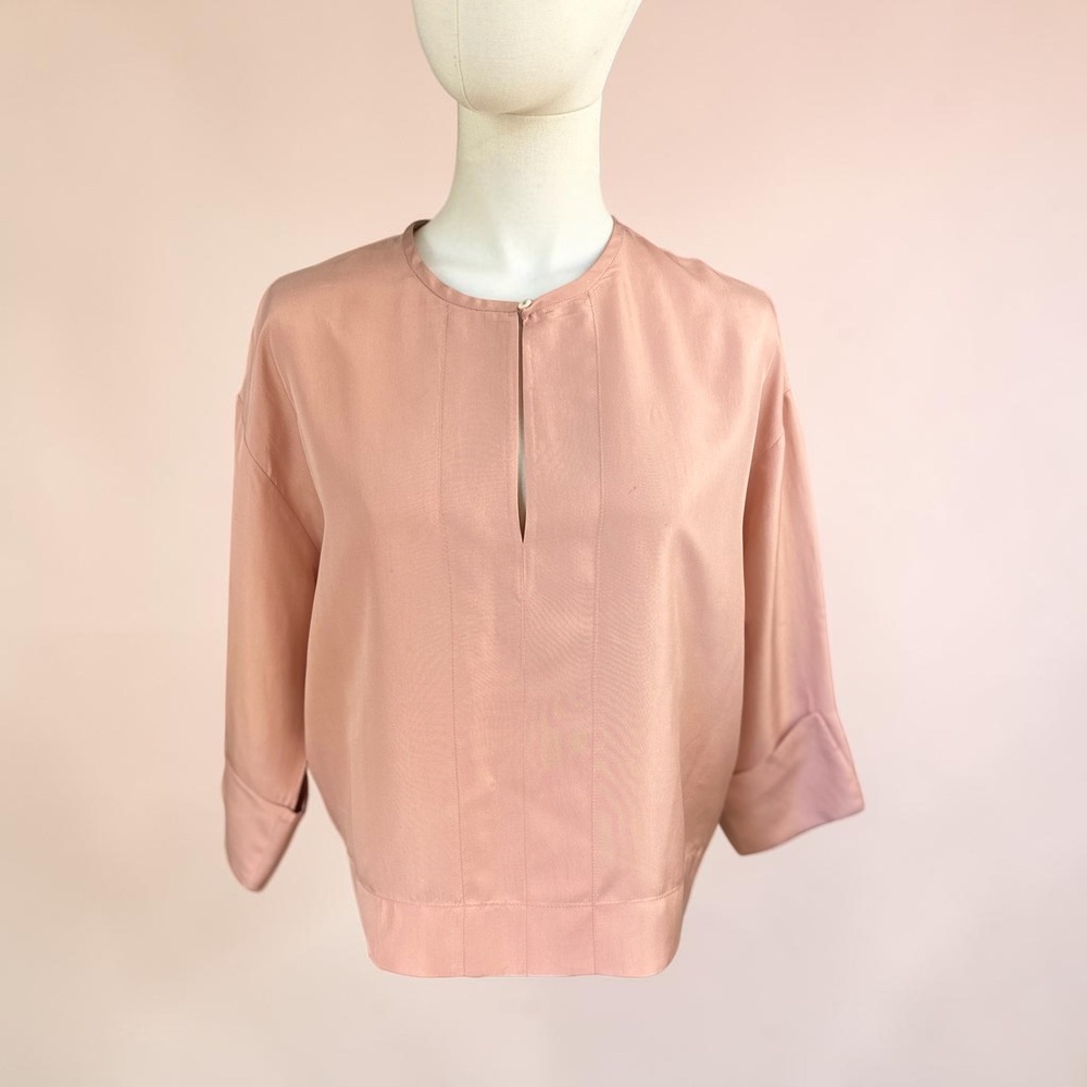 Piazza Sempione Blouse Size IT 44 Dusty Rose Good Silk Blend Made in Italy